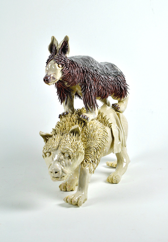 DagmardeKok_proud hyena and crafty jackal1_ceramics_glaze_30x40x15_2014_RGB